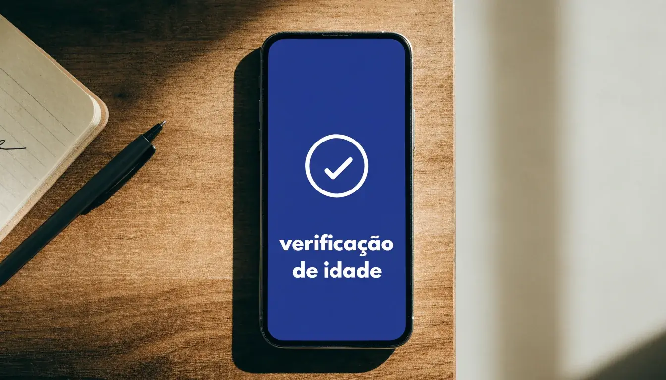 Uma folha de licença em papel com um selo vermelho, pousada numa secretária de madeira ao lado de uma caneta